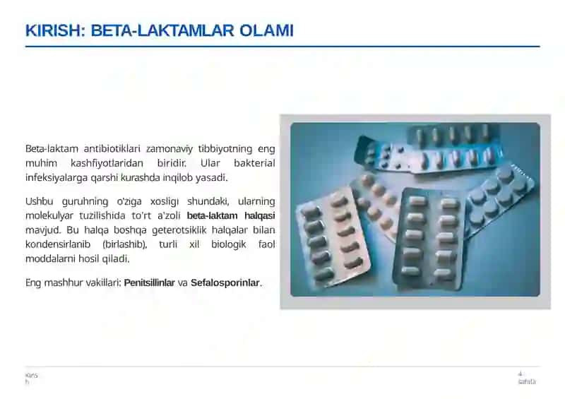 Tiazolidin va digidrotiazin beta-laktamidlarining kondensirlangan hosilalari 4