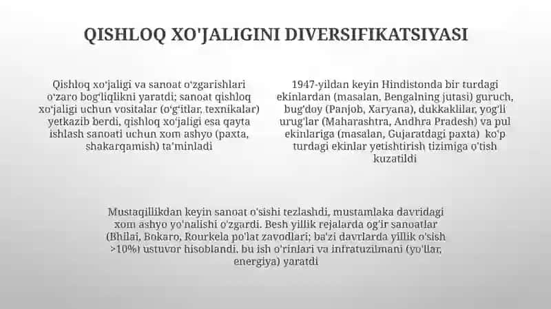 Mustaqillik yillarida qishloq xo'jaligi va sanoat sohasidagi o'zgarishlar 4