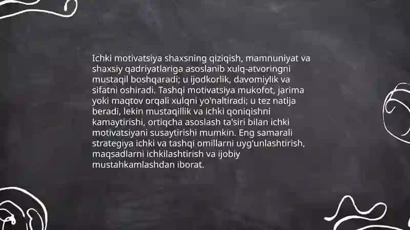 Xulq atvorning mativatsiya muommosi 4