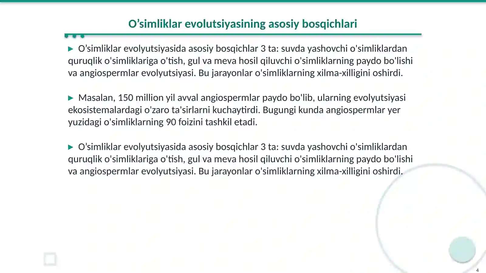 O’simliklar evolutsiyasi dunyosi 4
