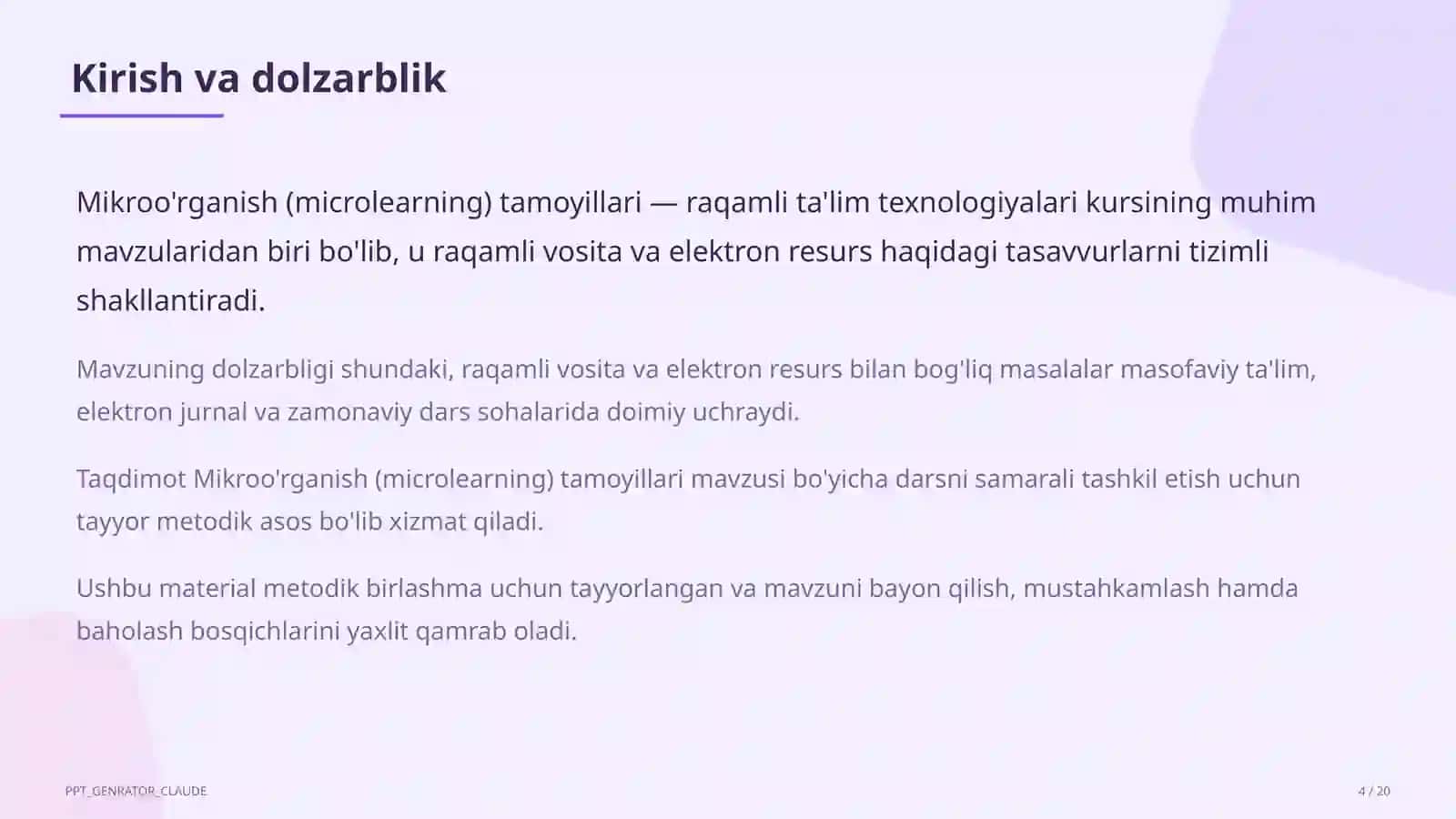 Mikroo'rganish (microlearning) tamoyillari 4