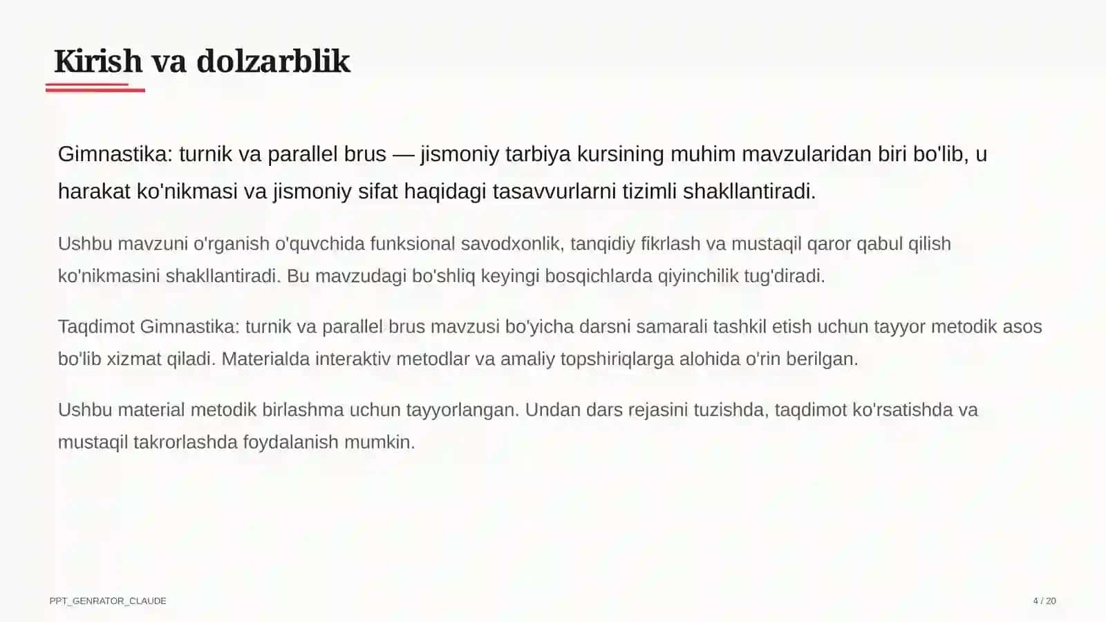 Gimnastika: turnik va parallel brus (6-sinf) 4
