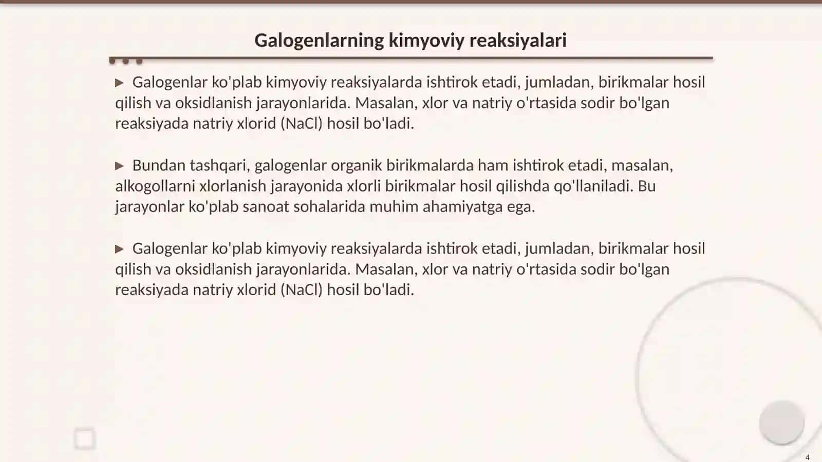 Galogenlarning o’zaro hosil qilgan birikmalari 4