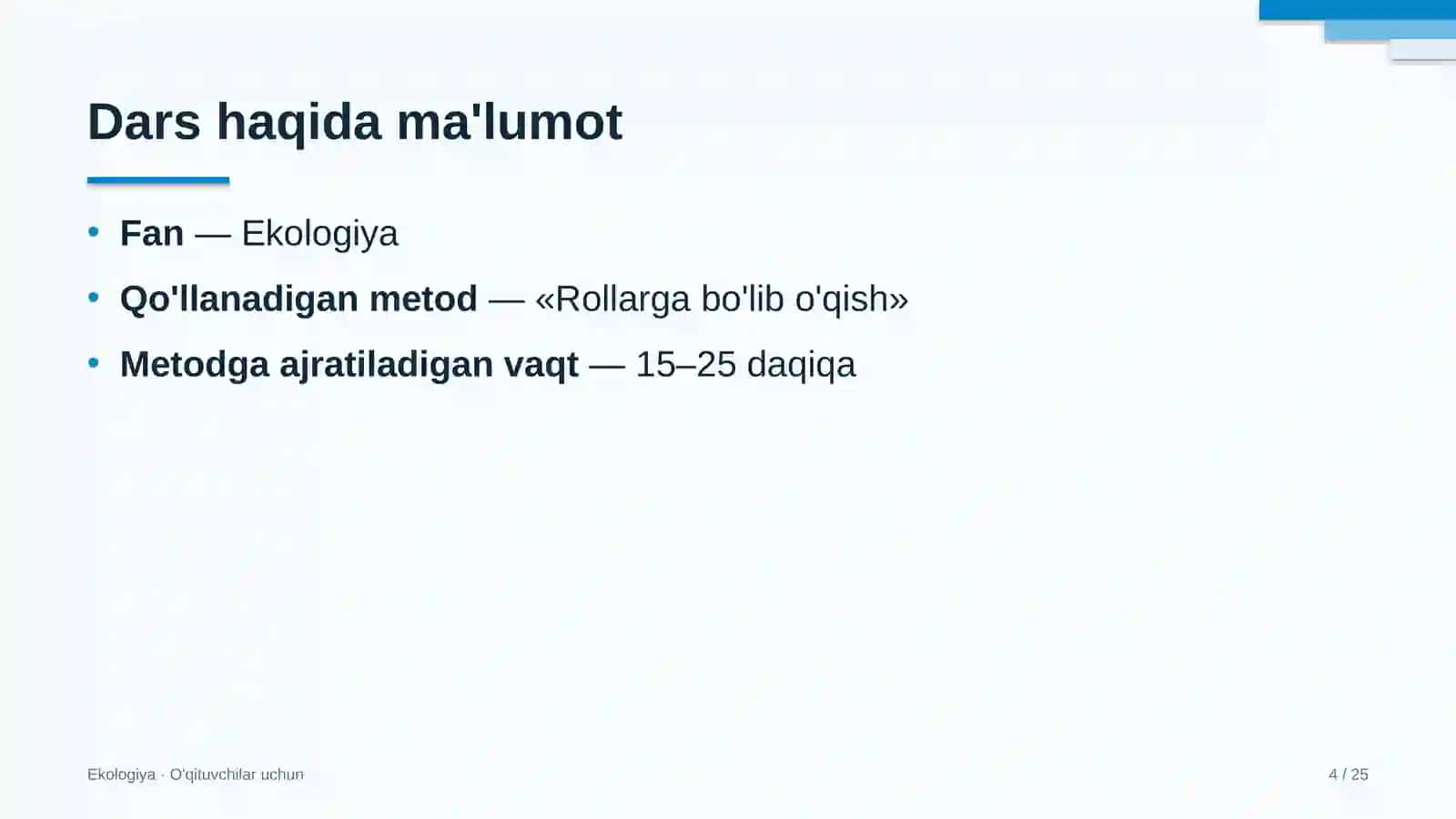 ekologiya darslarida rollarga bo'lib o'qish metodidan foydalanish 5841 4