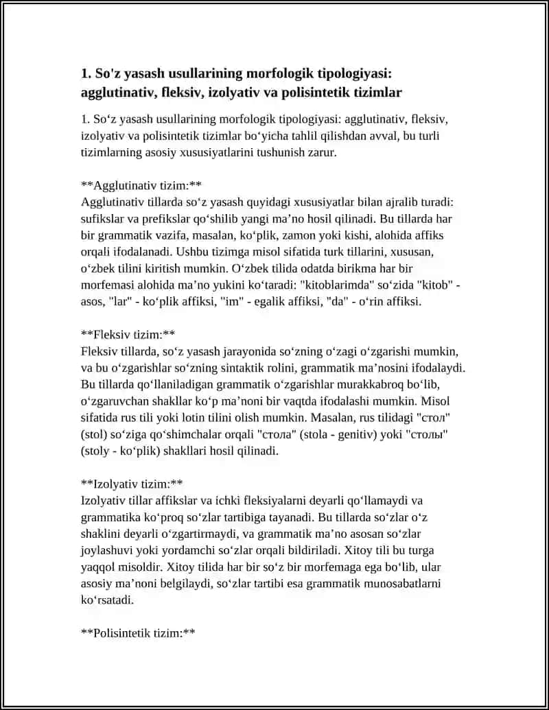 TURLI TIZIMLI TILLARDA SO'Z YASASH USULLARNING UMUMIY VA FARQLI JIHATLARI 4