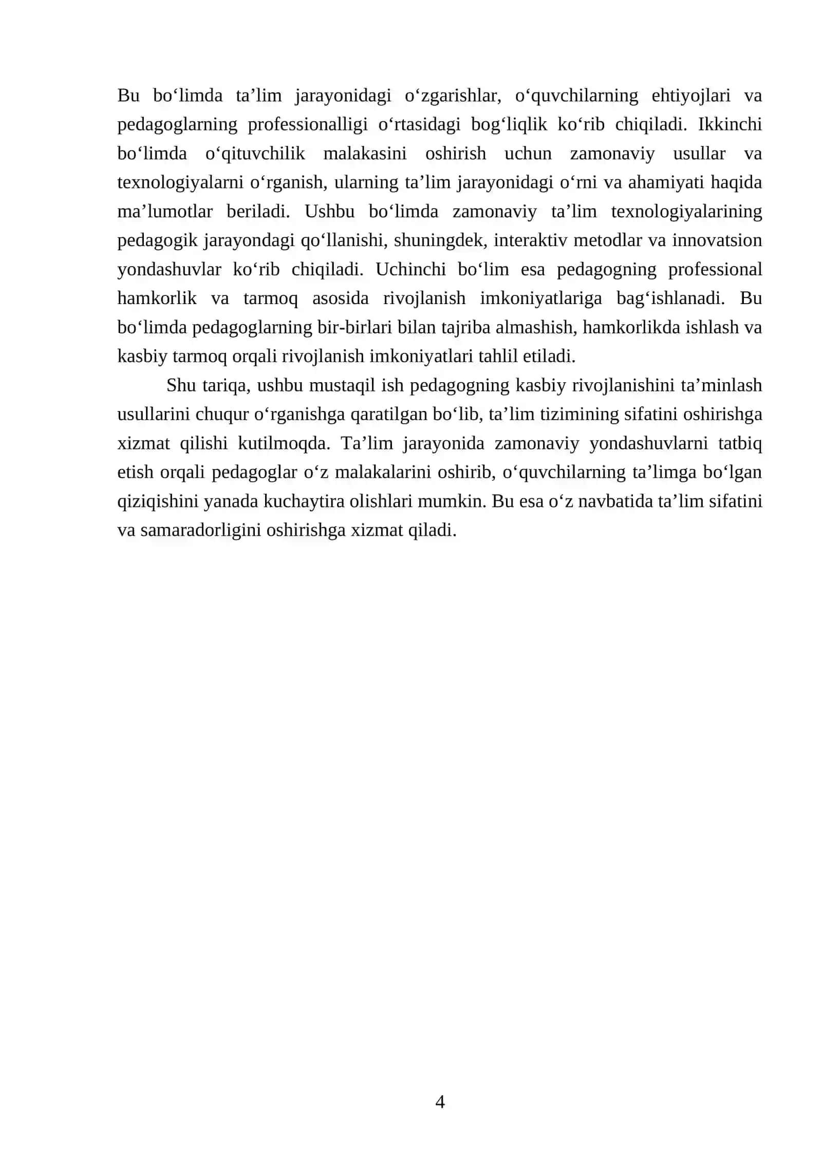 Pedagogning kasbiy rivojlanishini taʼminlash usullari 4