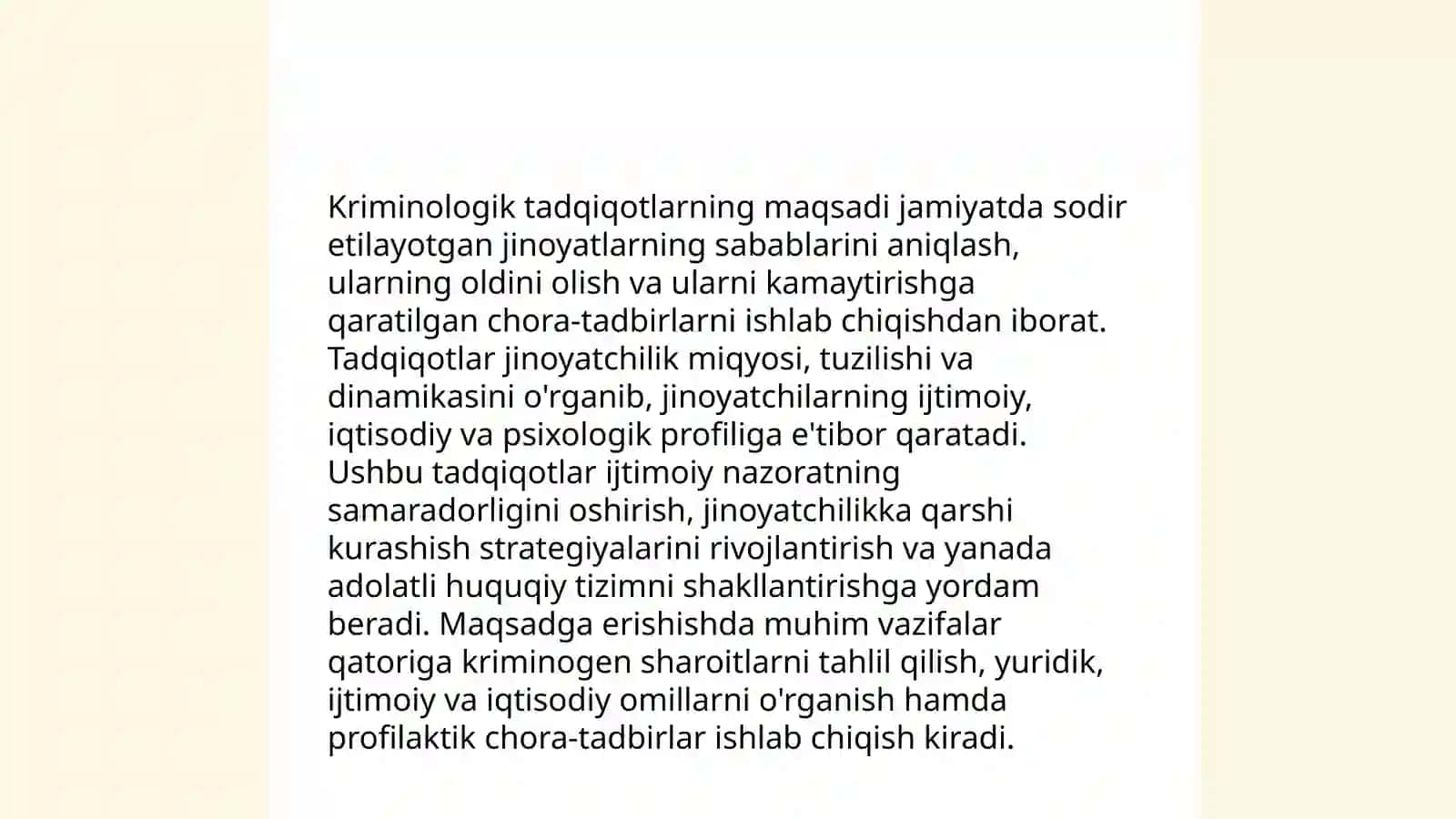 Kriminologik tadqiqotlarning tashkiliy asoslari va metodlari 4