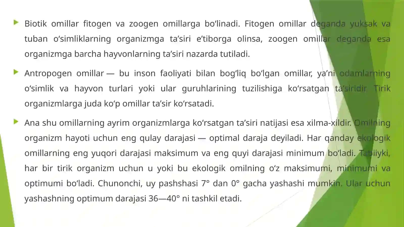 Muhitvayashashsharoiti,ekologiyaomillarvaularningklasifikatsiyasi 4