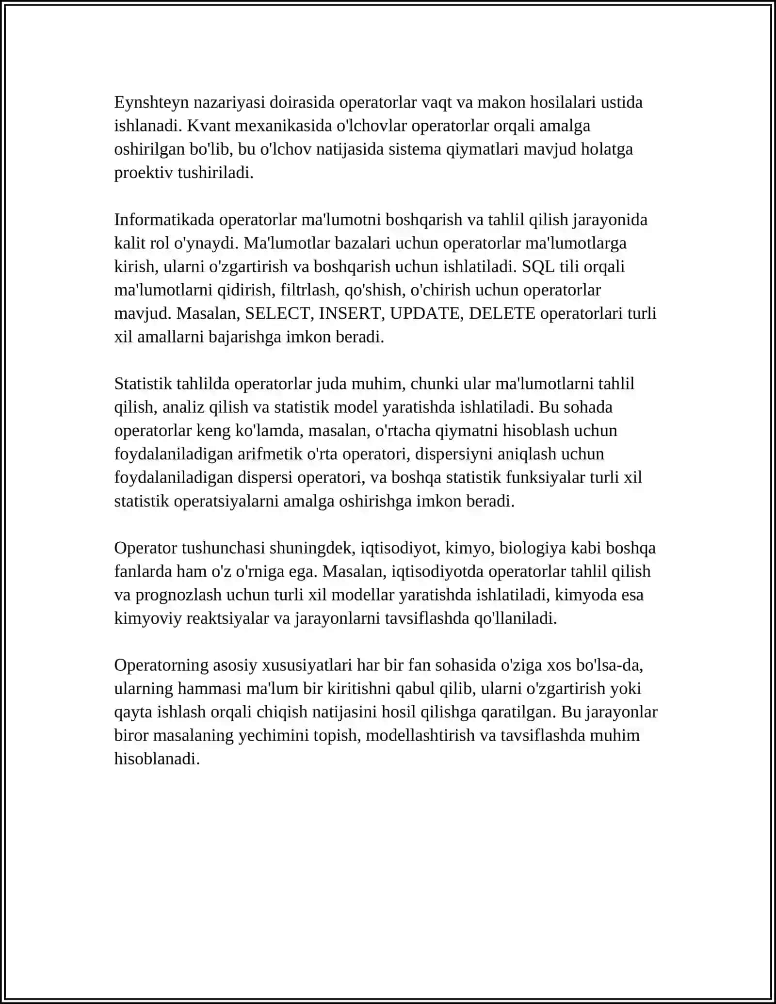 OPERATOR TUSHUNCHASI 4
