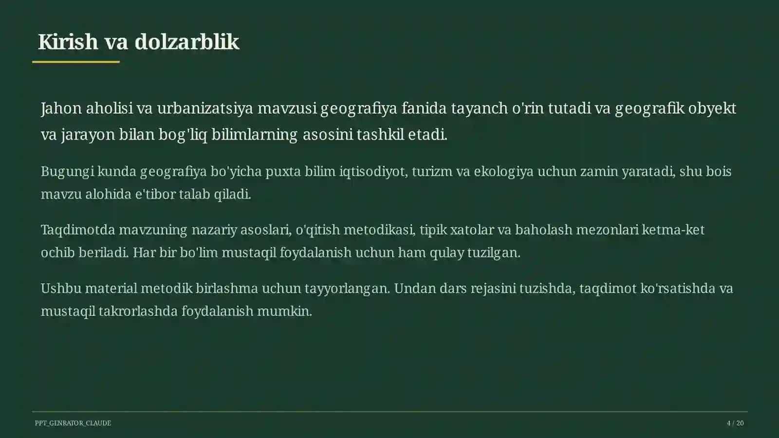 Jahon aholisi va urbanizatsiya (10-sinf) 4