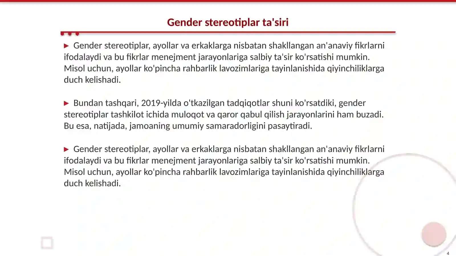 Menejmentning gender jihatlari 4