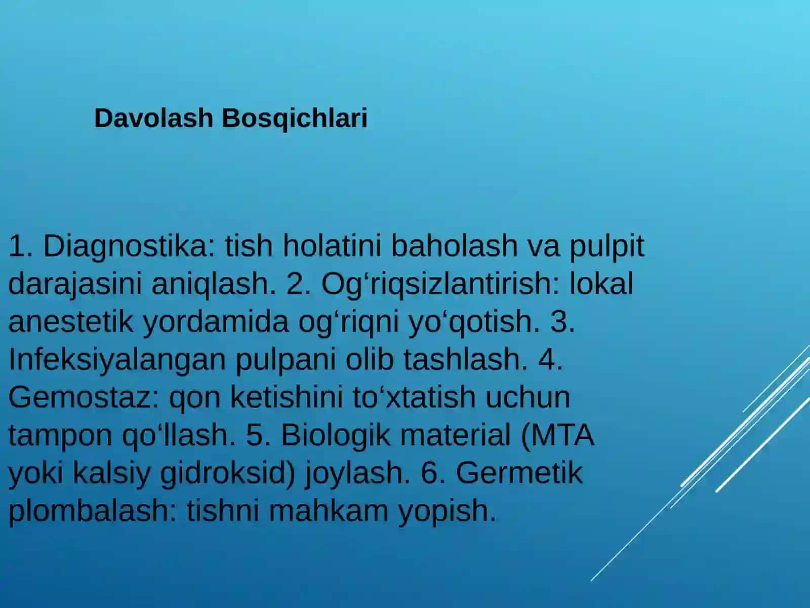 Sut va doimiy tish pulpitini davolashning zamonaviy usullari 4