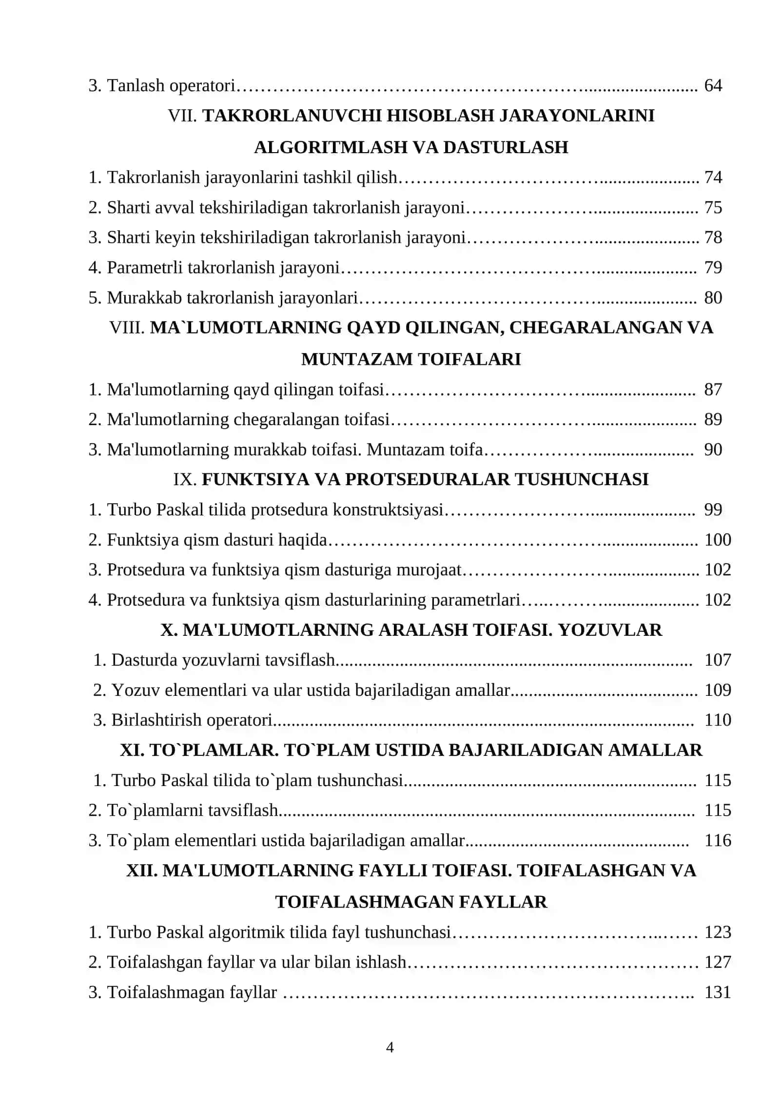 ALGORITM ASOSLARI VA ALGORITMIK TILLAR 4