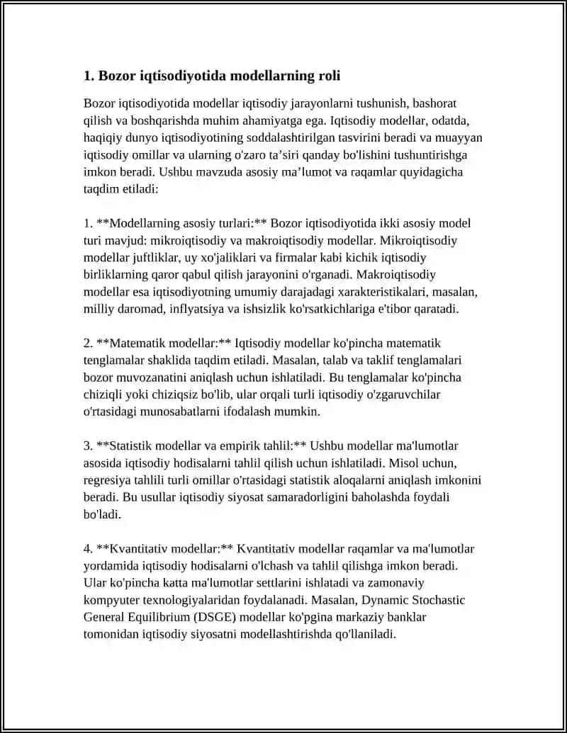 BOZOR IQTISODIYOTI JARAYONLARINI MODELLASHTIRISH 4