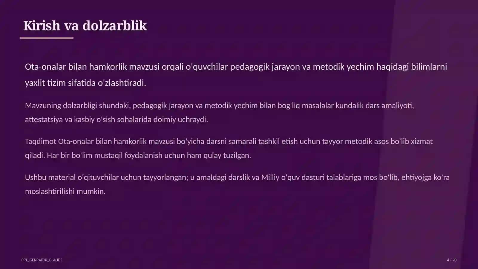 Pedagogika va o'qitish metodikasi 4