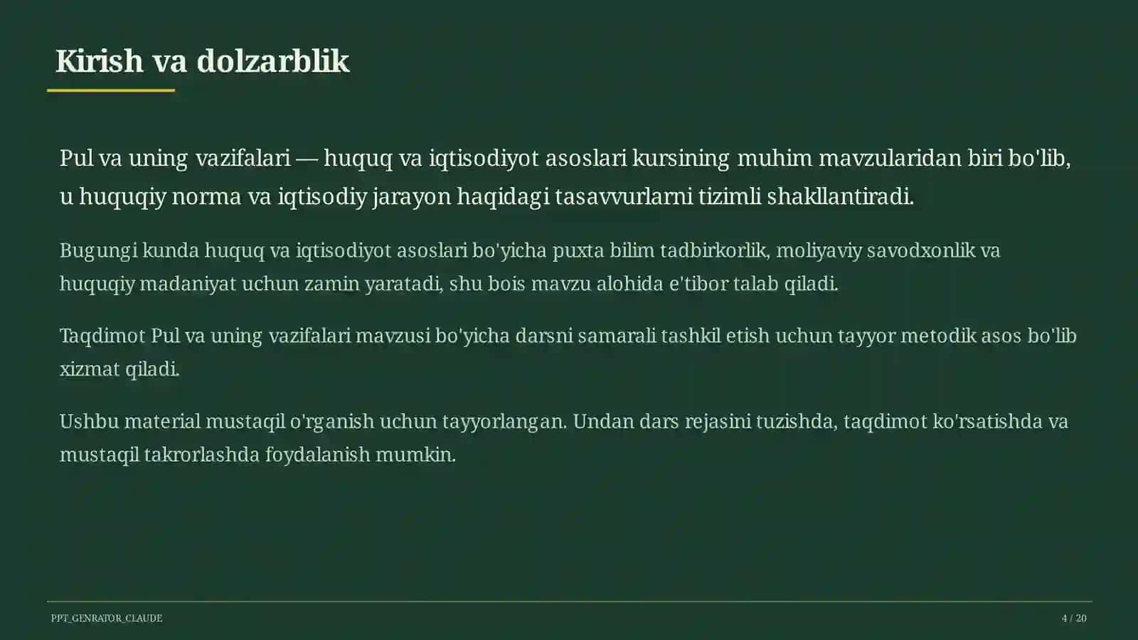 Pul va uning vazifalari (9-sinf) 4