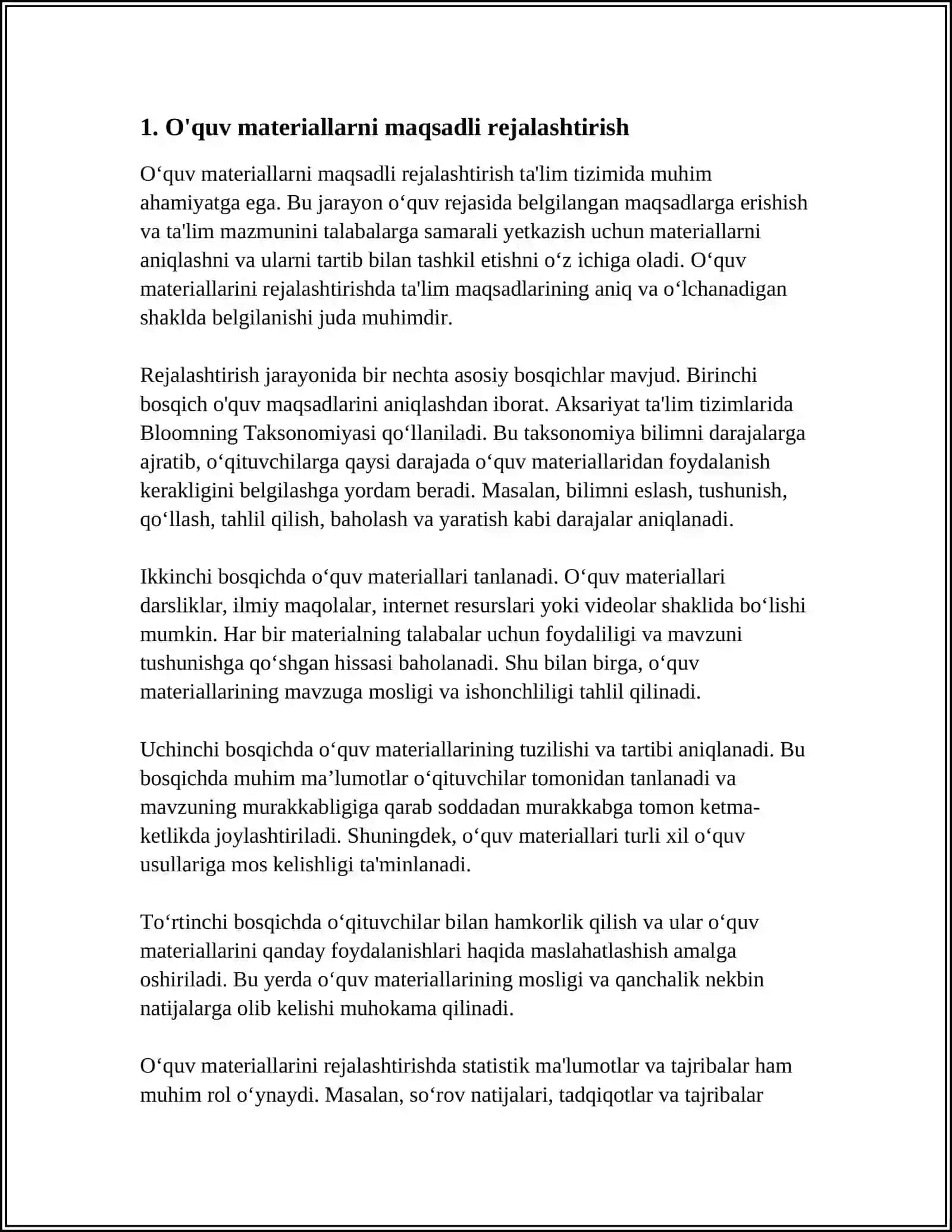 YANGI AVLOD DARSLIKLARINI YARATISHGA QO'YILADIGAN TALABLAR. DARSLIKDAGI O'QUV MATERIALLARINI TIZIMLASHTIRISH TAMOYILLARI 4