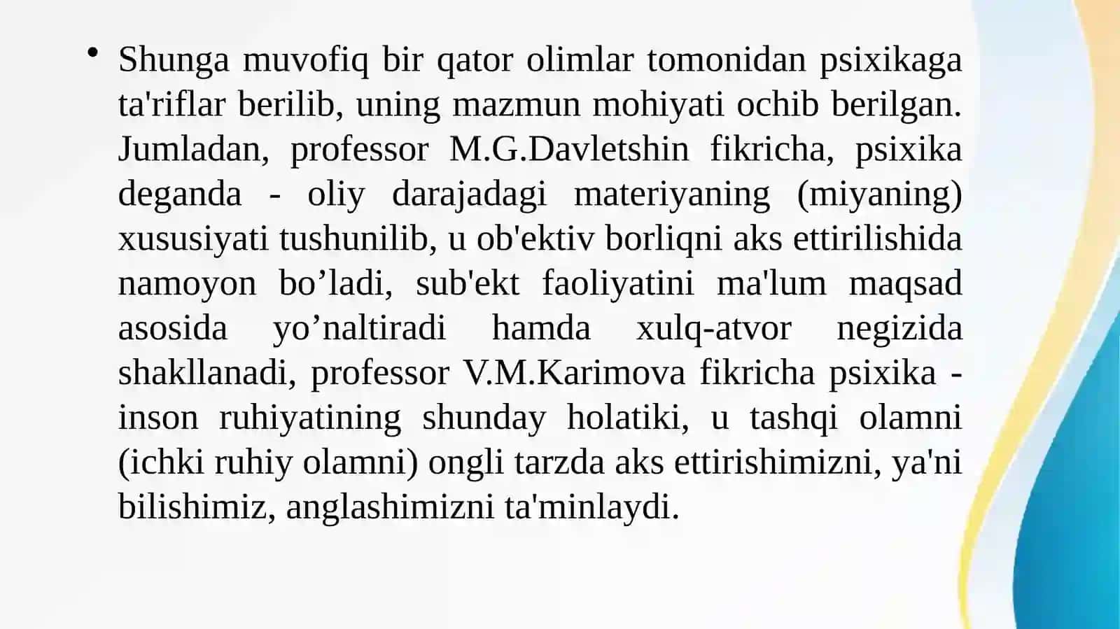 Umumiy psixologiya fanining predmeti, vazifalari. Tadqiqot metodlari 4