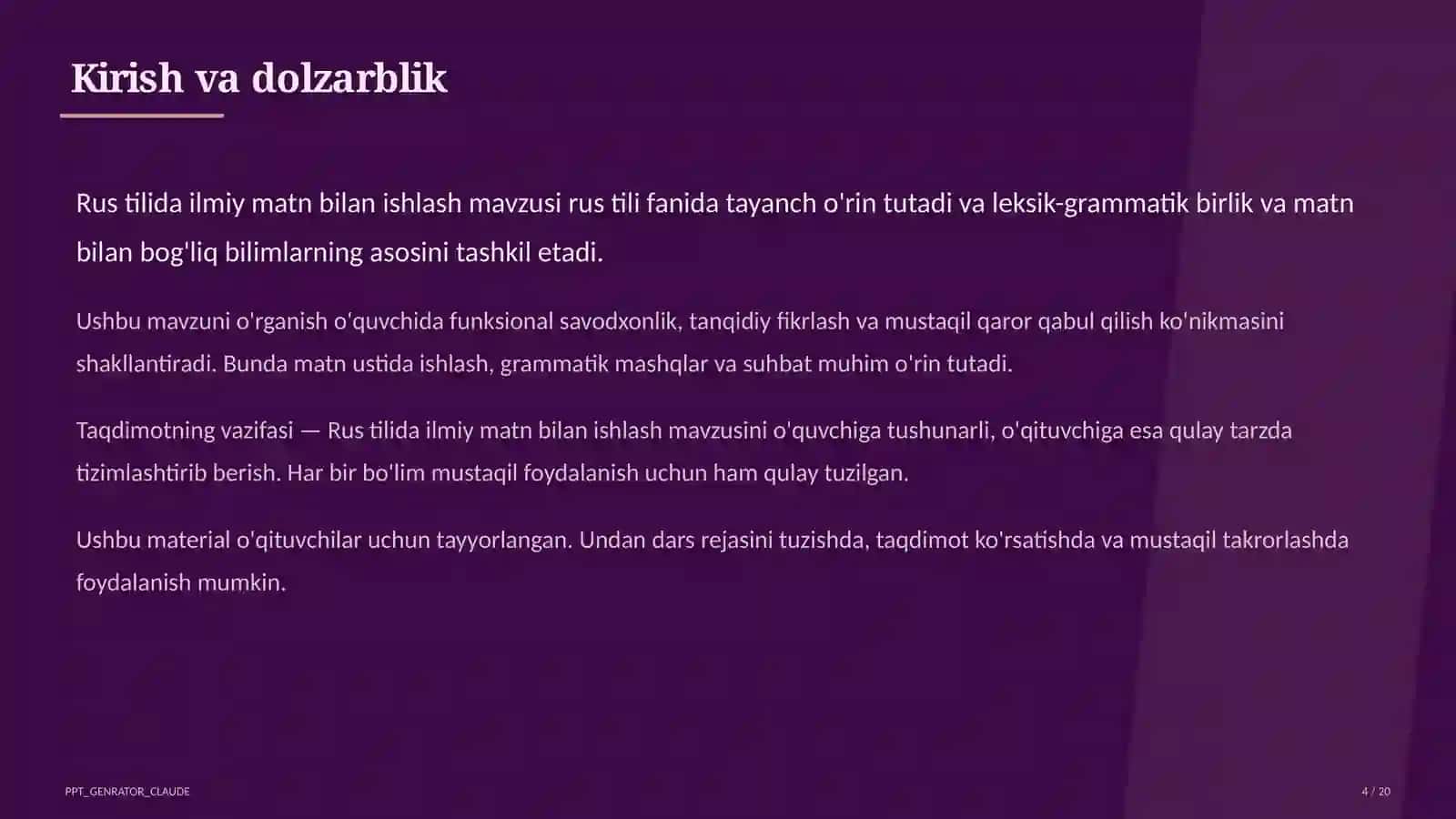 Rus tilida ilmiy matn bilan ishlash (11-sinf) 4