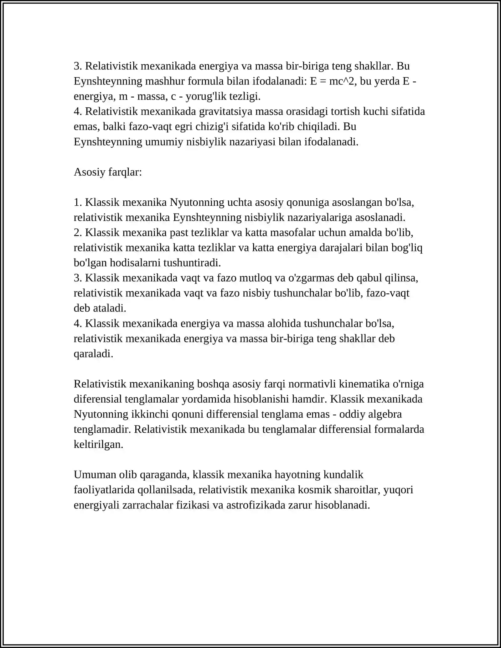 NISBIYLIK NAZARIYASI ELEMENTLARI. RELYATIVISTIK DINAMKIA ASOSLARI. RELYATIVISTIK DINAMIKA ASOSLARI 4
