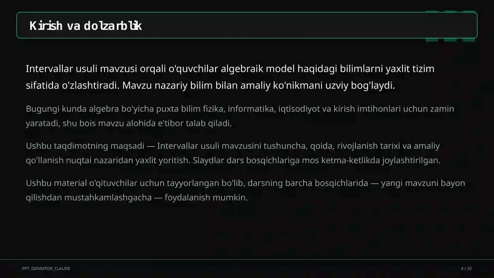 Intervallar usuli (9-sinf) 4