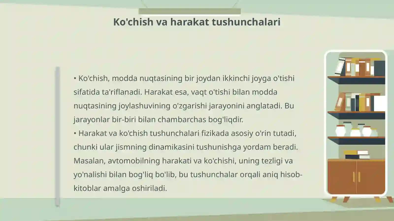 Moddiy nuqtaning koʻchishi bosib oʻtgan masofasi va treaktoriyasi 4