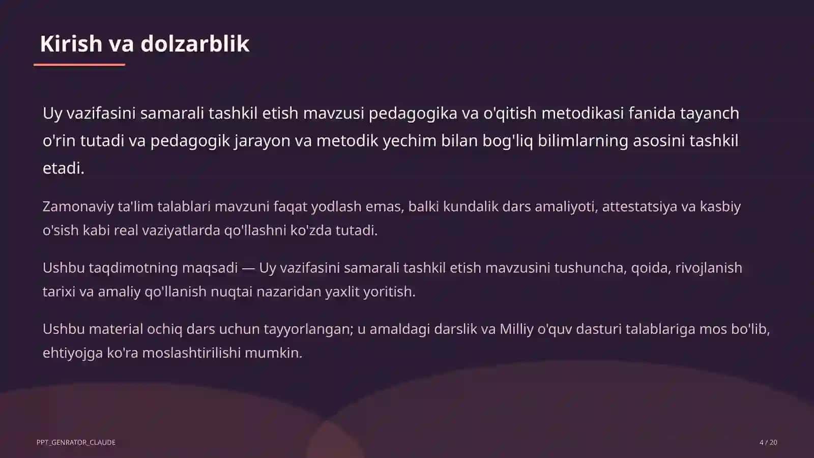 Uy vazifasini samarali tashkil etish 4