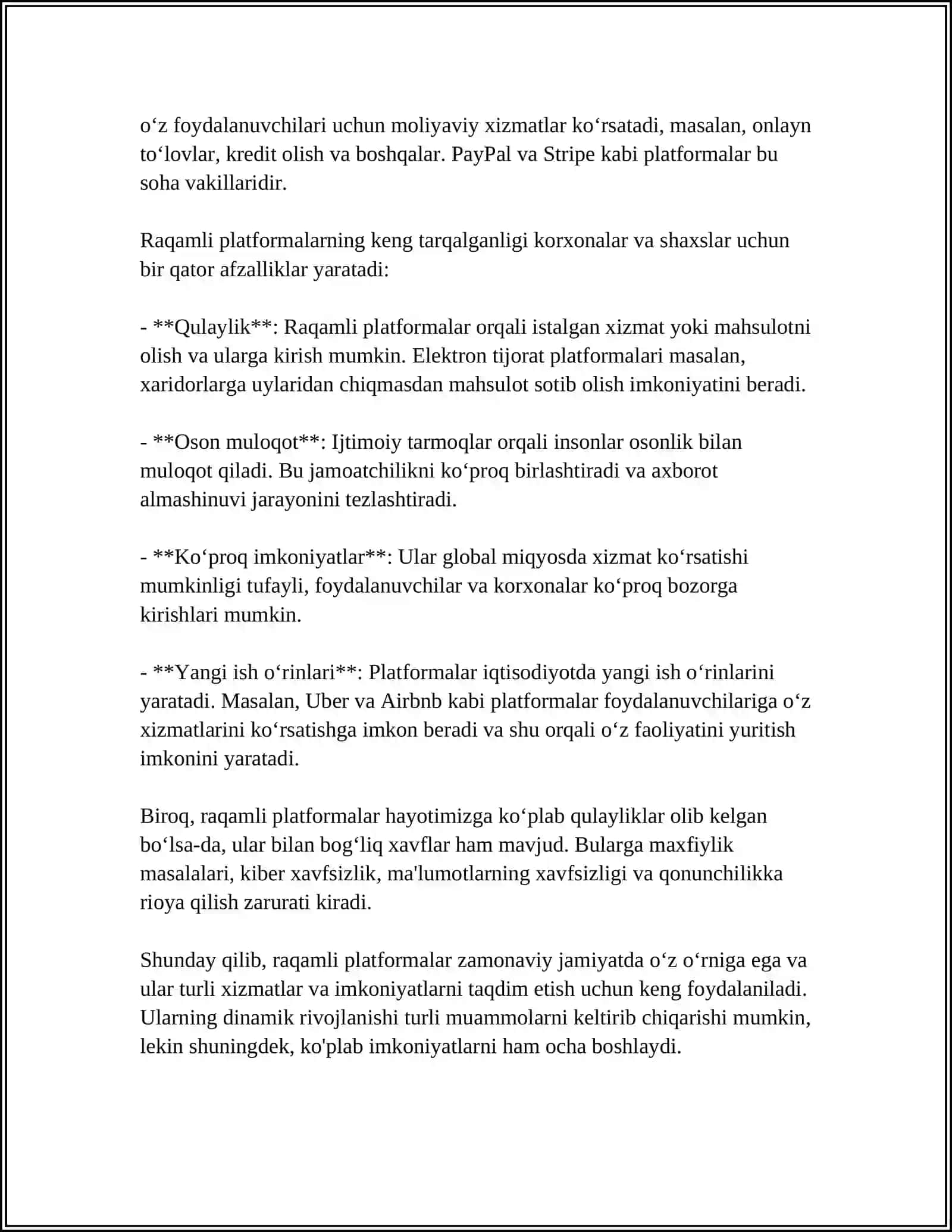 RAQAMLI PLATFORMANING AHAMIYATI 4