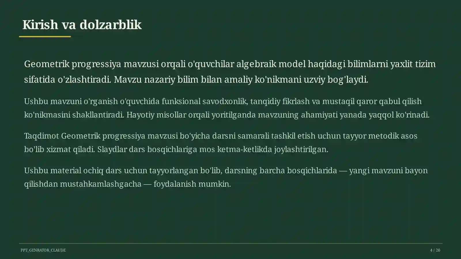 Geometrik progressiya (9-sinf) 4