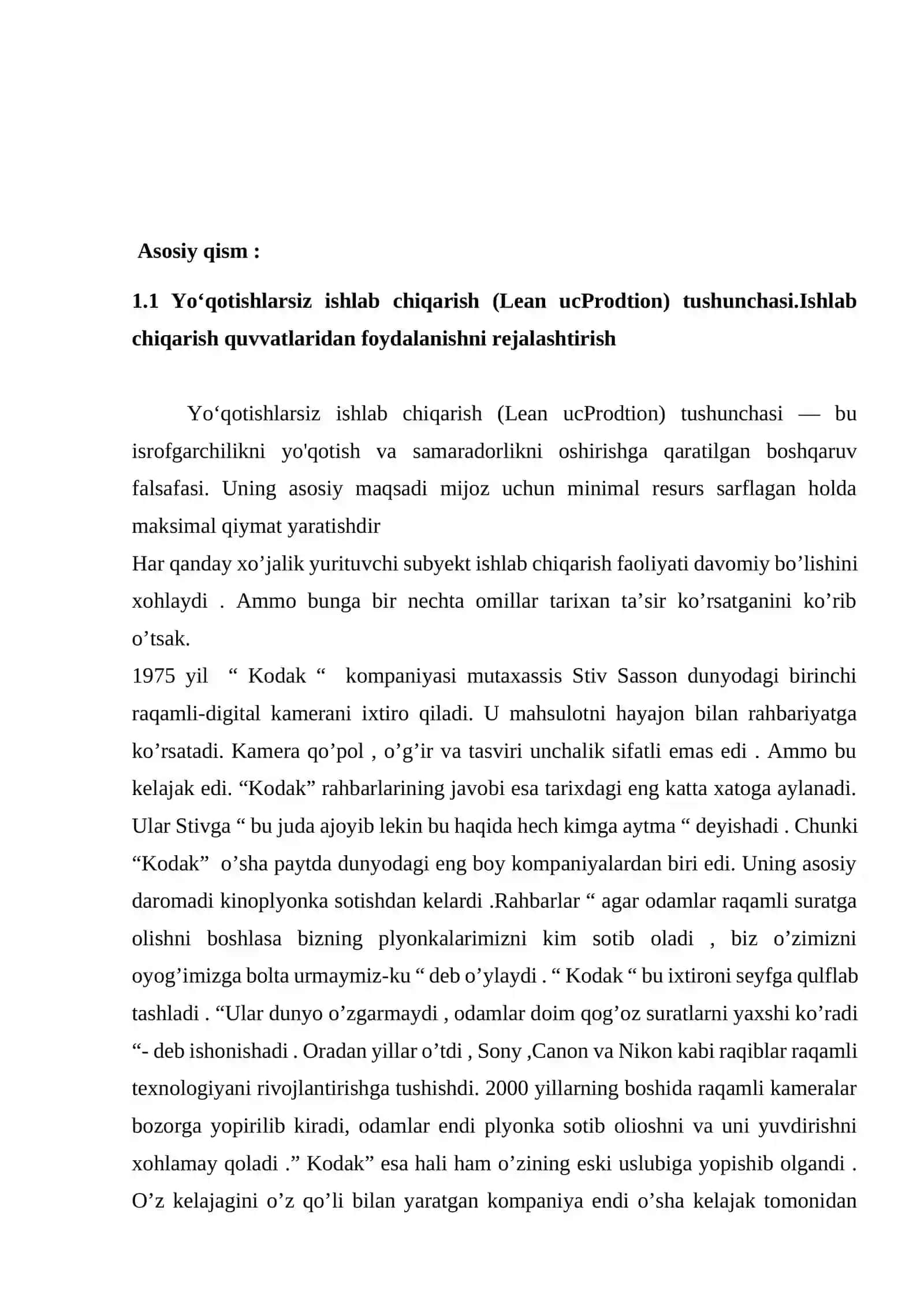 Yo’qotishlarsiz ishlab chiqarishni rejalashtirish va tahlil qilish. Ishlab chiqarish va moliyaviy leverdj hisobi 4