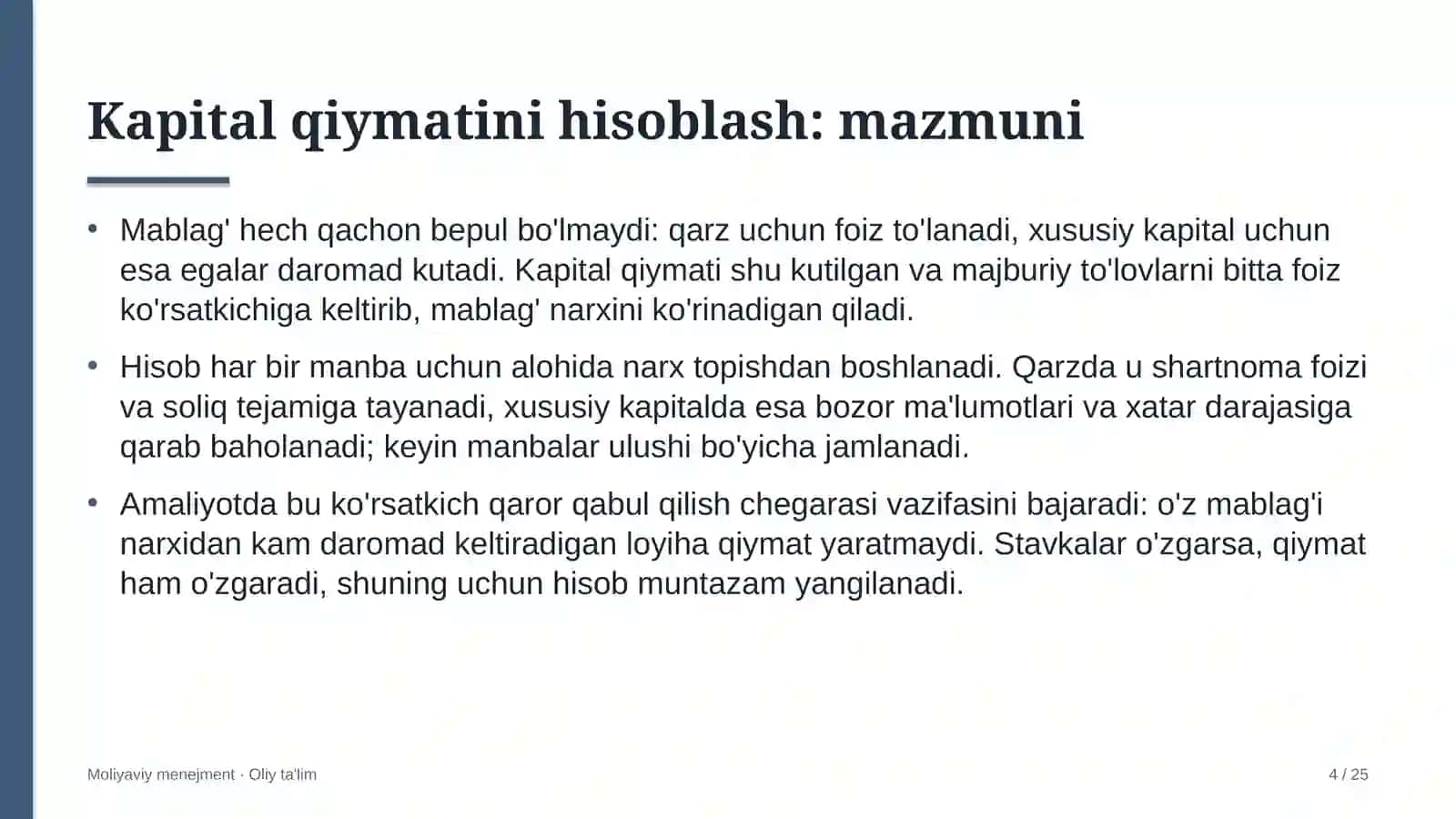 endokrinologiya dispanserlarida kapital qiymatini hisoblash 9088 4