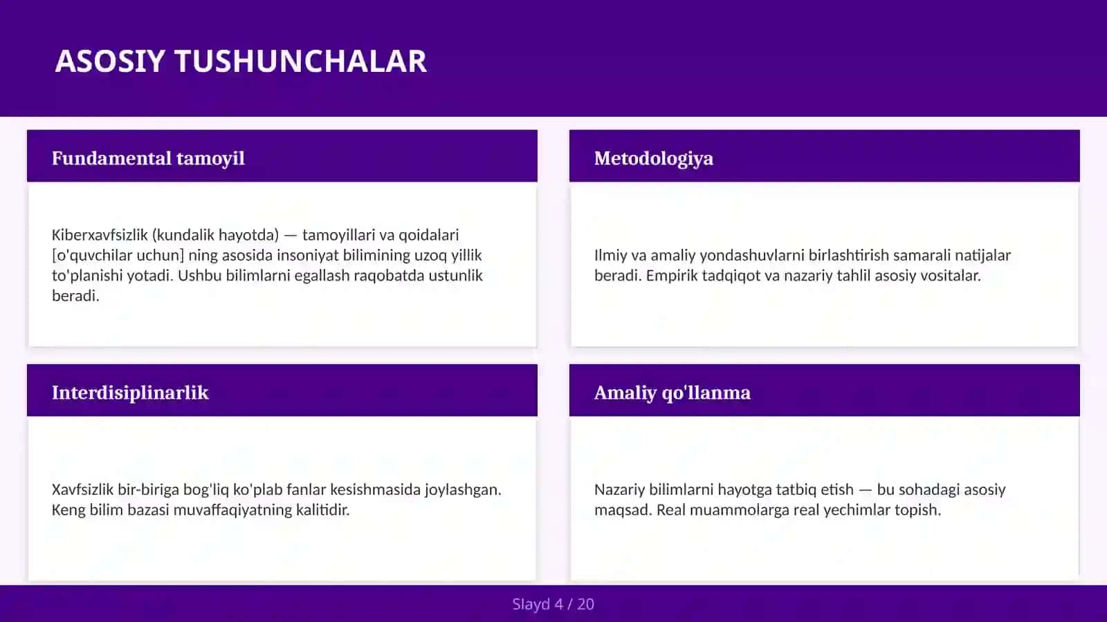 KIBERXAVFSIZLIK (KUNDALIK HAYOTDA) — TAMOYILLARI VA QOIDALARI [O'QUVCHILAR UCHUN] 4