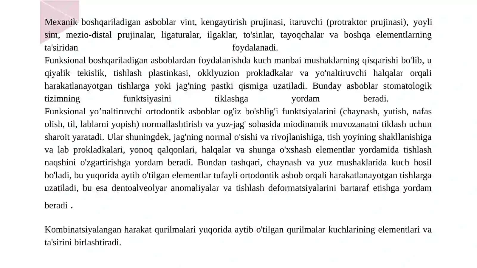 Ortodontiyada mexanik ta‟sir etuvchi apparatlar va ularning ta’sir etish mexanizmining tamoyillari. W-simon kengaytiruvchi yoy. 4