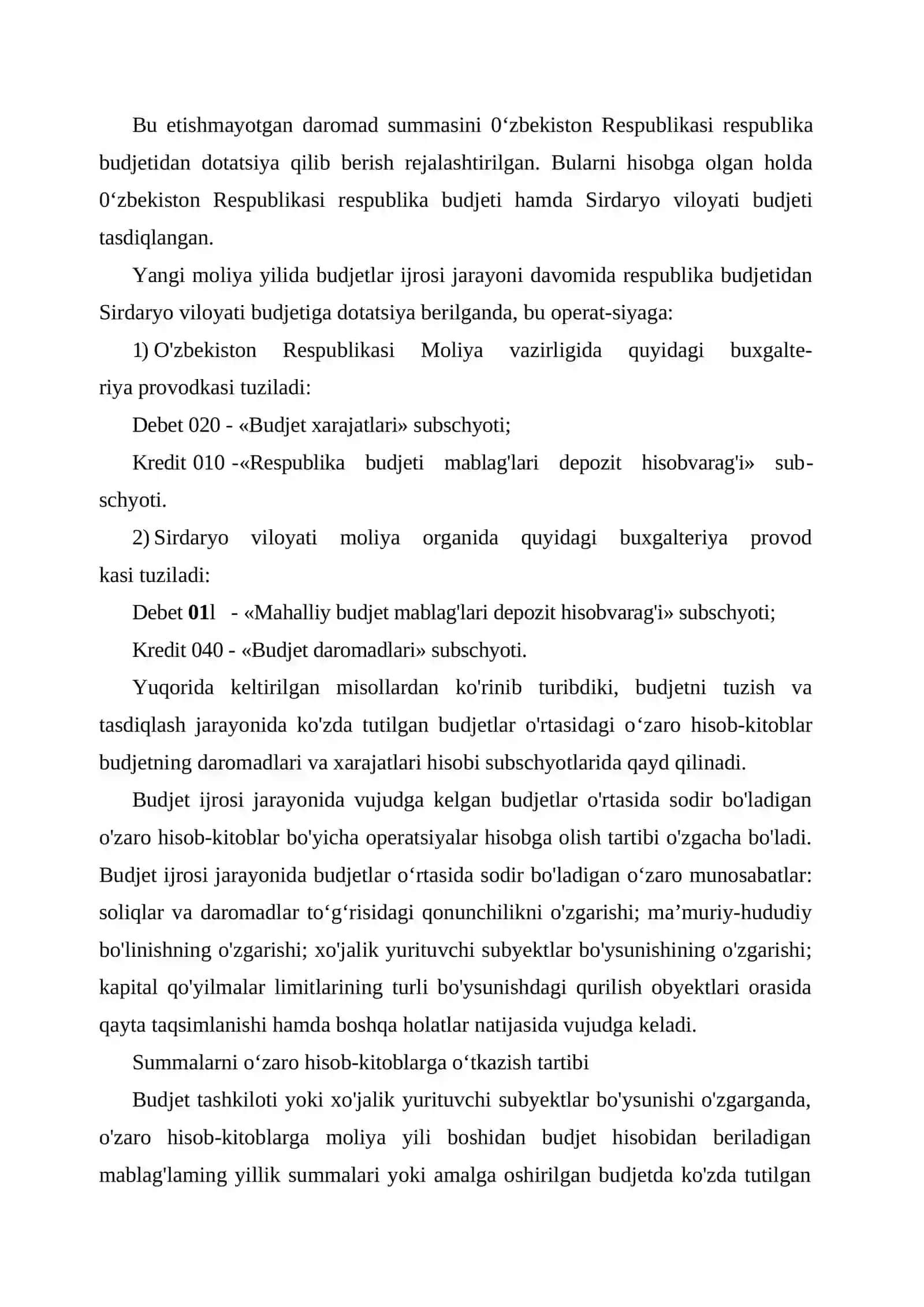 Moliya organlarida budjetlararo hisob-kitoblar va budjet ssudalari hisobi 4