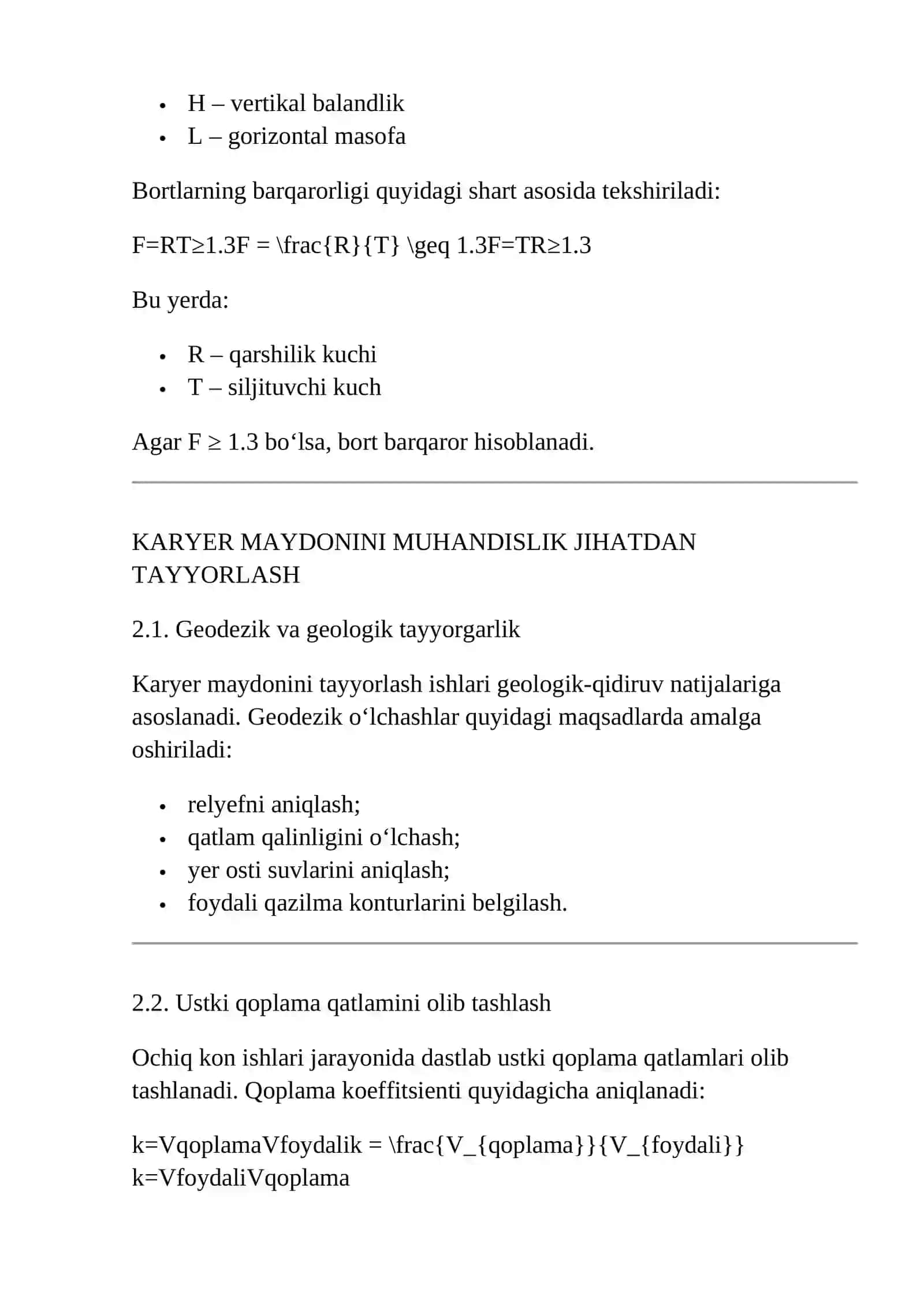 KARYER MAYDONINI TAYYORLASH VA INFRATUZILMA QURILISHI 4