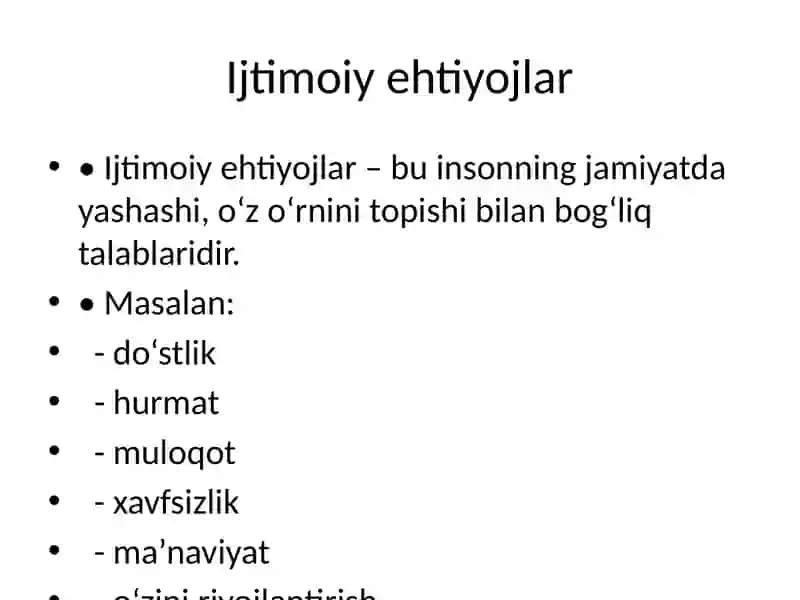 Ijtimoiy va iqtisodiy ehtiyojlar 4