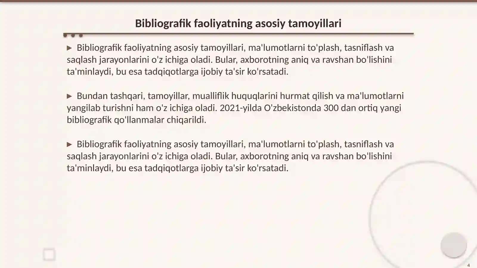 Bibliografik faoliyatni hisobga olish va hisoboti! 4