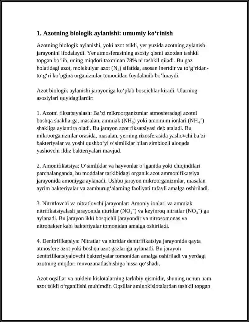 AZOTNI QAYTA ISHLASH. AMINOKISLOTALARNING VA NUKLEOTIDLAR 4