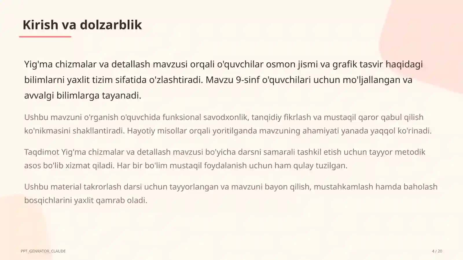 Yig'ma chizmalar va detallash (9-sinf) 4