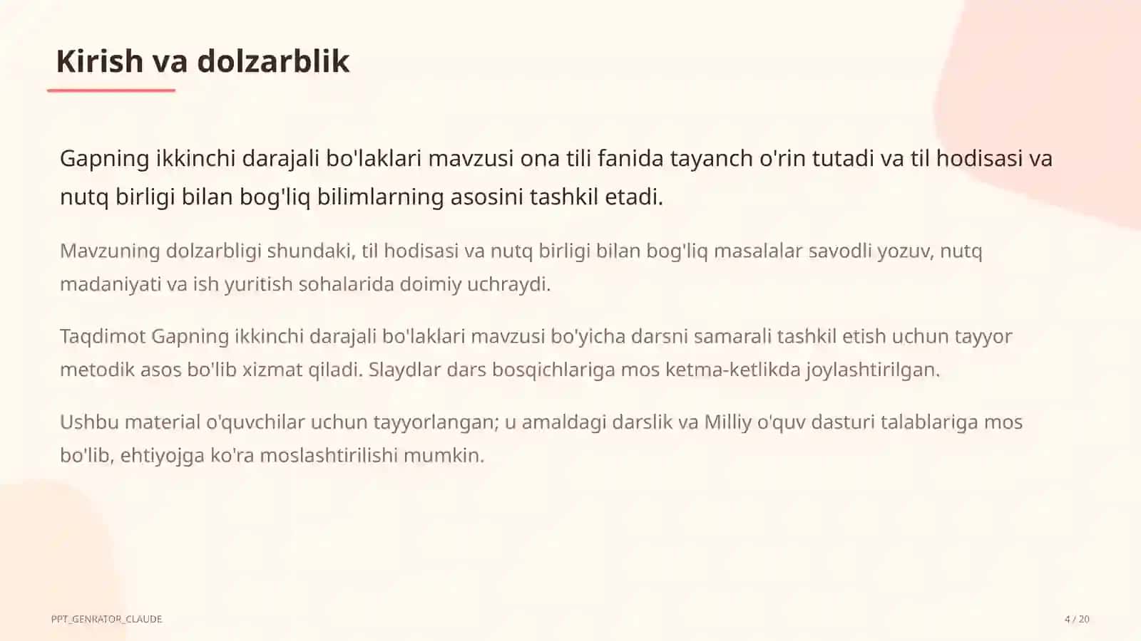 Gapning ikkinchi darajali bo'laklari (8-sinf) 4