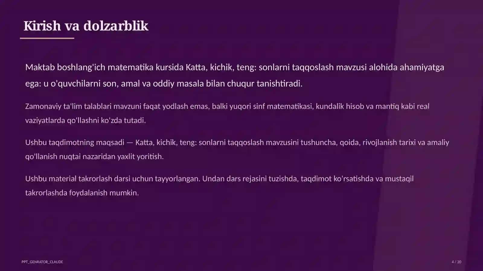 Katta, kichik, teng: sonlarni taqqoslash (1-sinf) 4