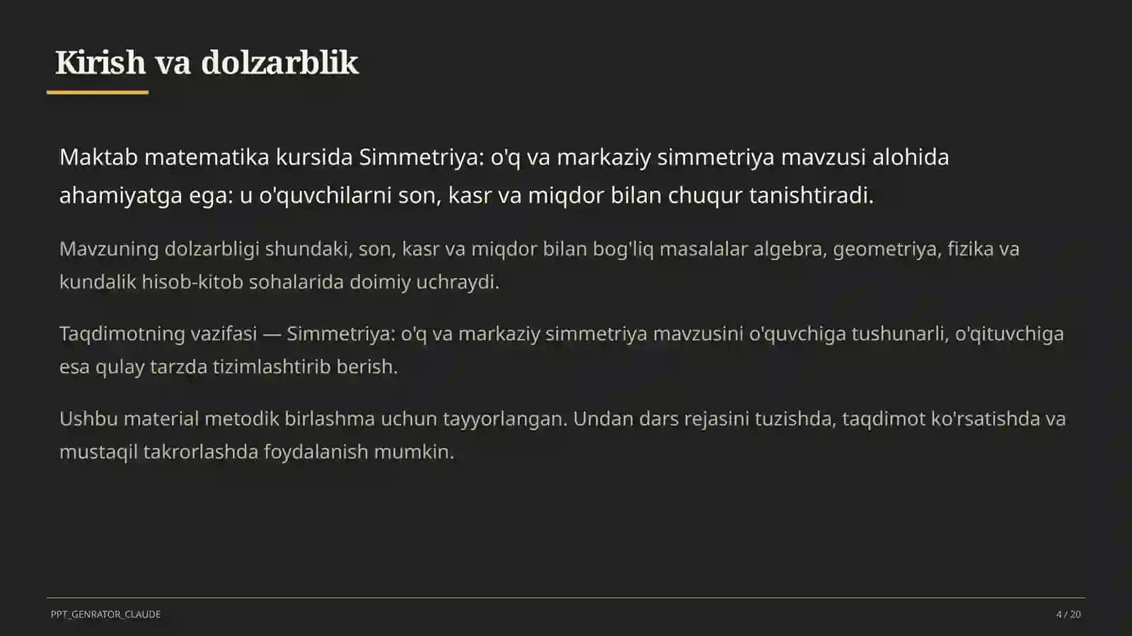 Simmetriya: o'q va markaziy simmetriya (6-sinf) 4