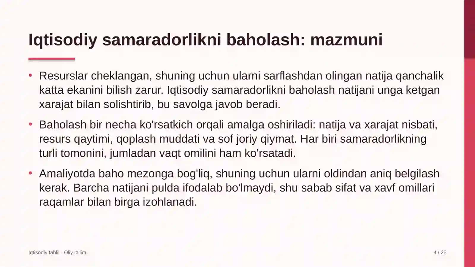 Favqulodda vaziyatlar xizmatida iqtisodiy samaradorlikni baholash 4