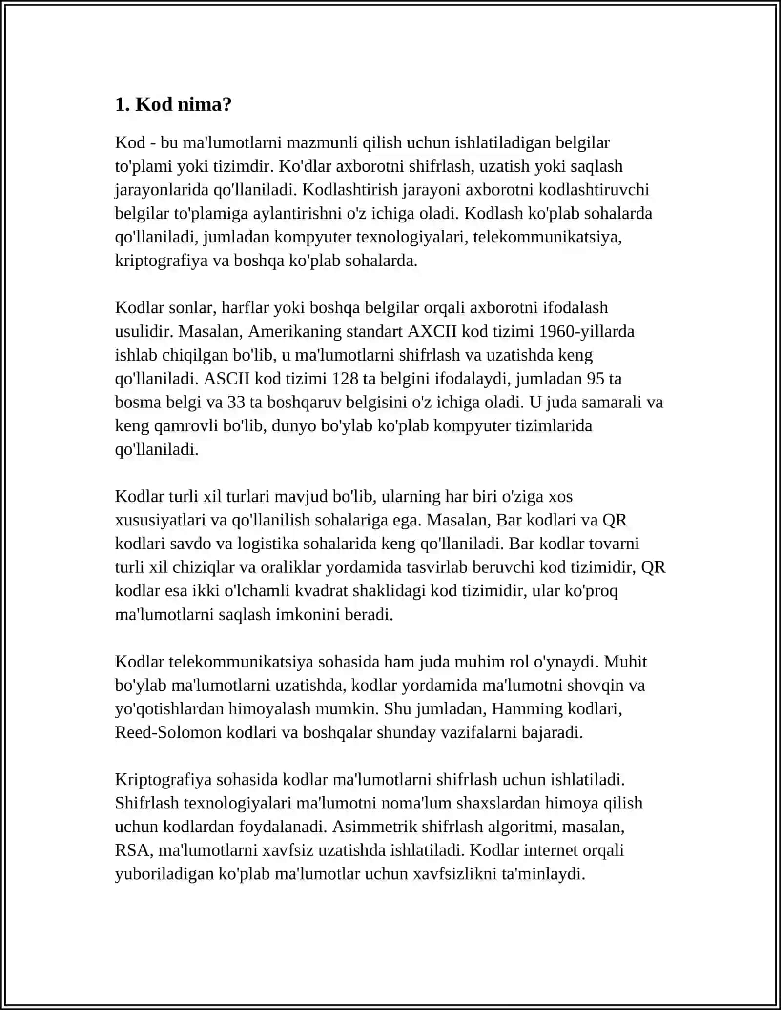 Kodlar haqida 4