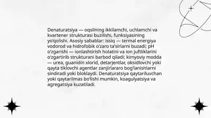 Oqsillarning denaturatsiyasi va folding 4