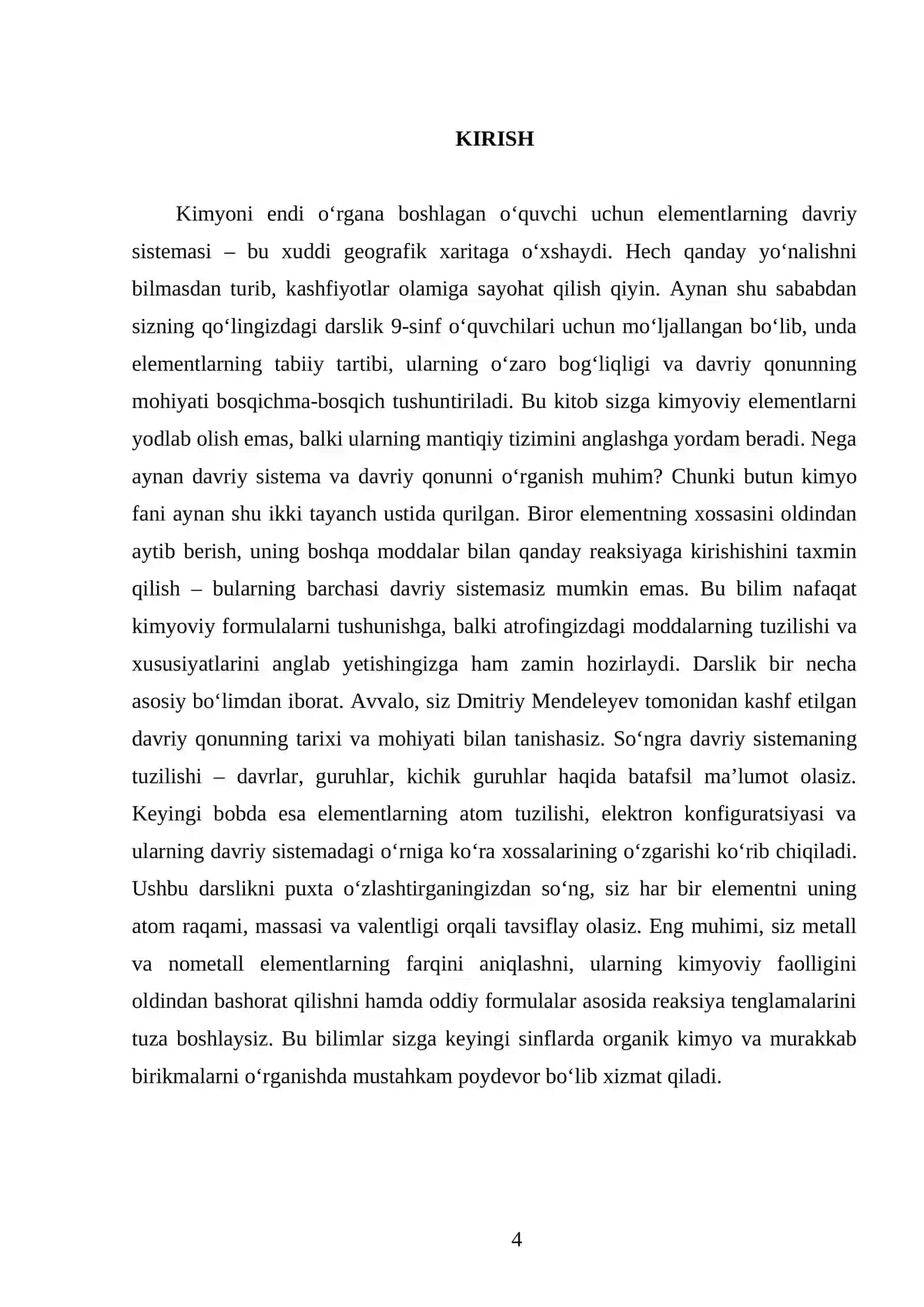 ELEMENTLAR DAVRIY SISTEMASI VA DAVRIY QONUNI. 9 - SINF 4