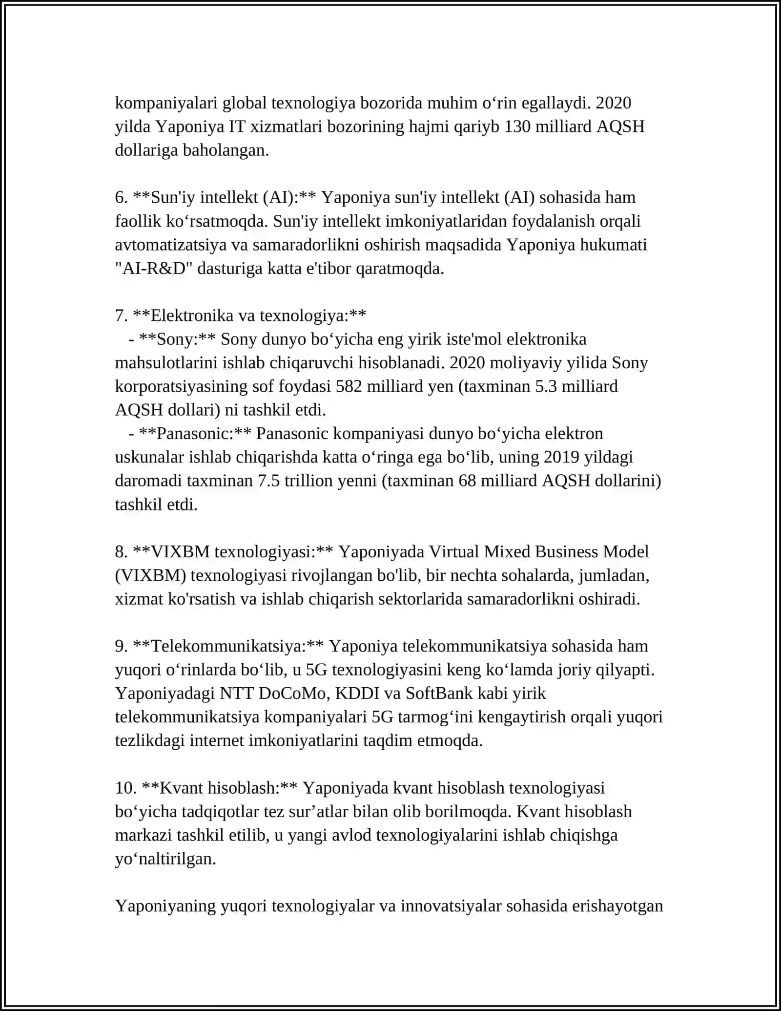 YAPONIYA IQTISODIYOTINING AVZALLIKLARI VA KAMCHILIKLARI 4