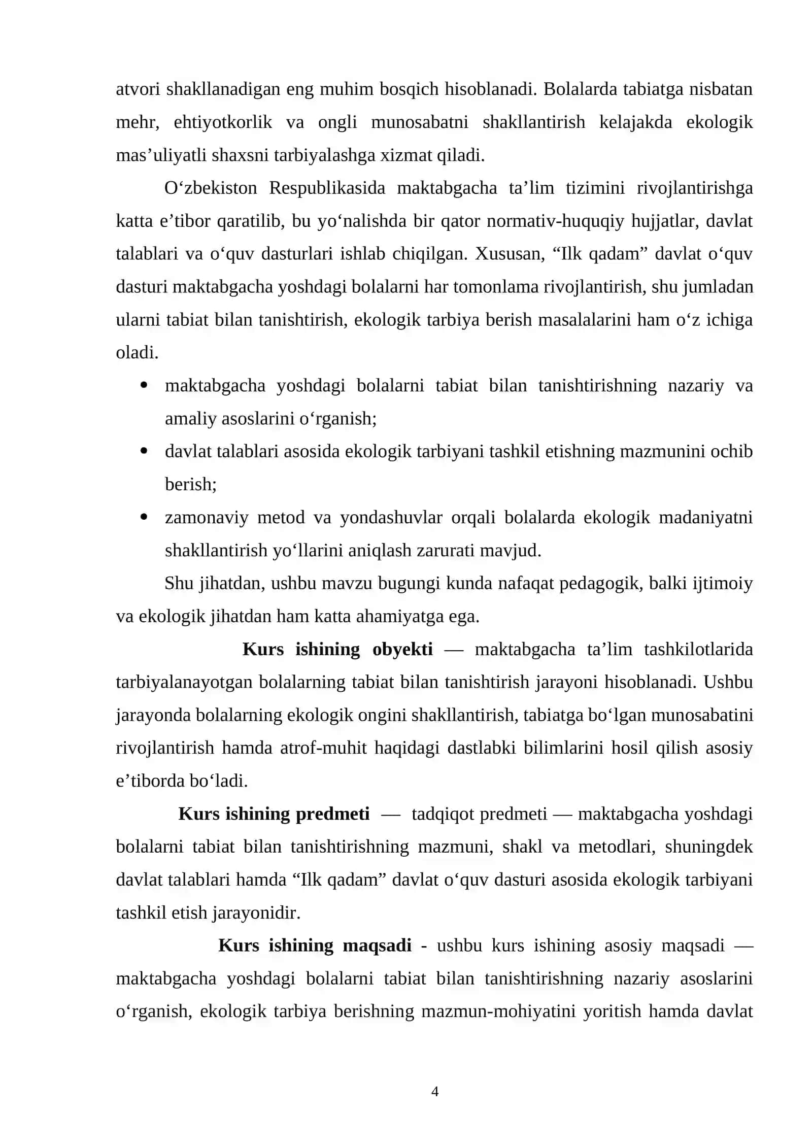Maktabgacha yoshdagi bolalarni tabiat bilan tanishtirish boʻyicha davlat talablari 4