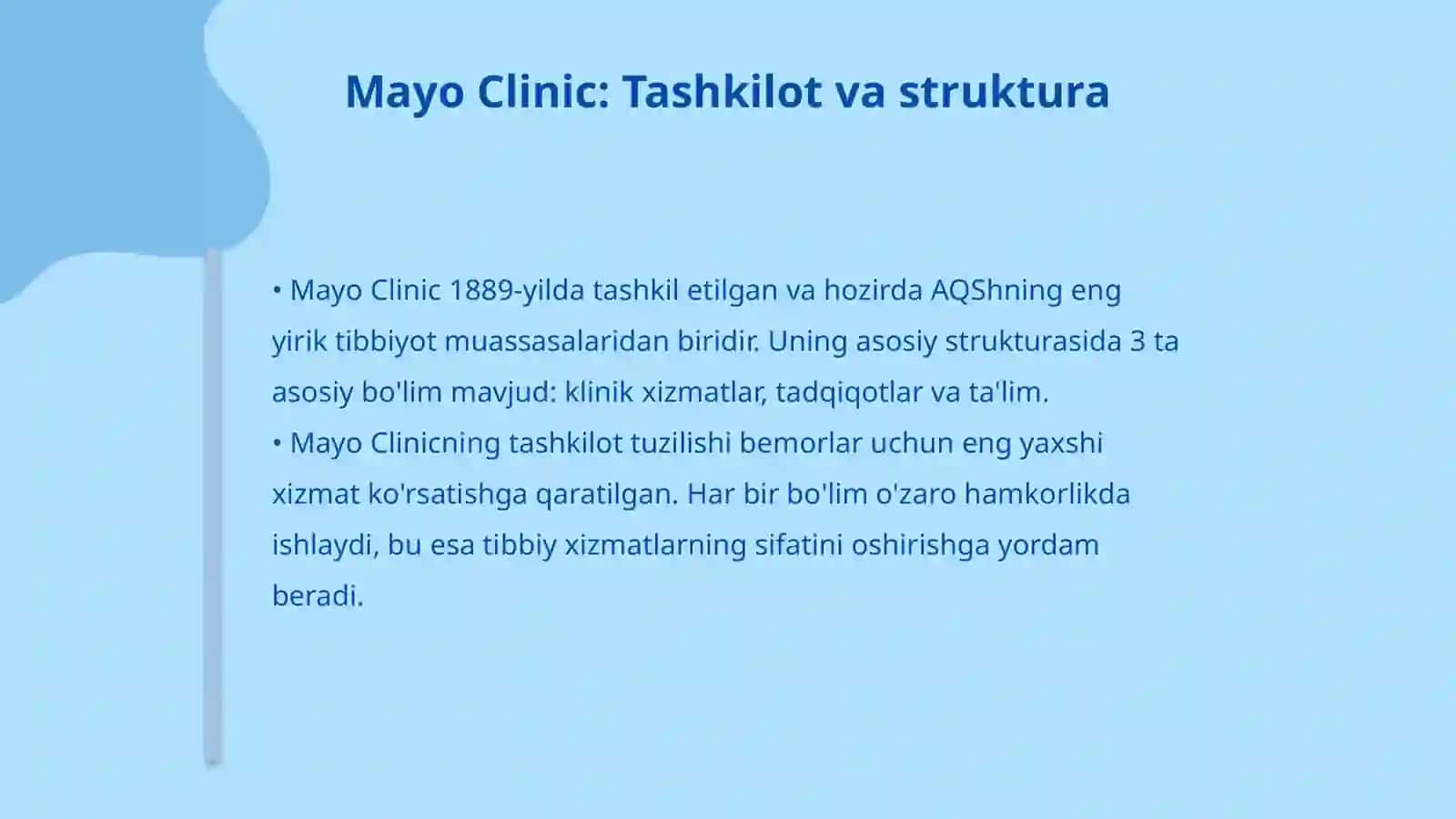 Tibbiyot muassasalarida xizmat sifati menejmenti (AQSh – Mayo Clinic misolida) 4