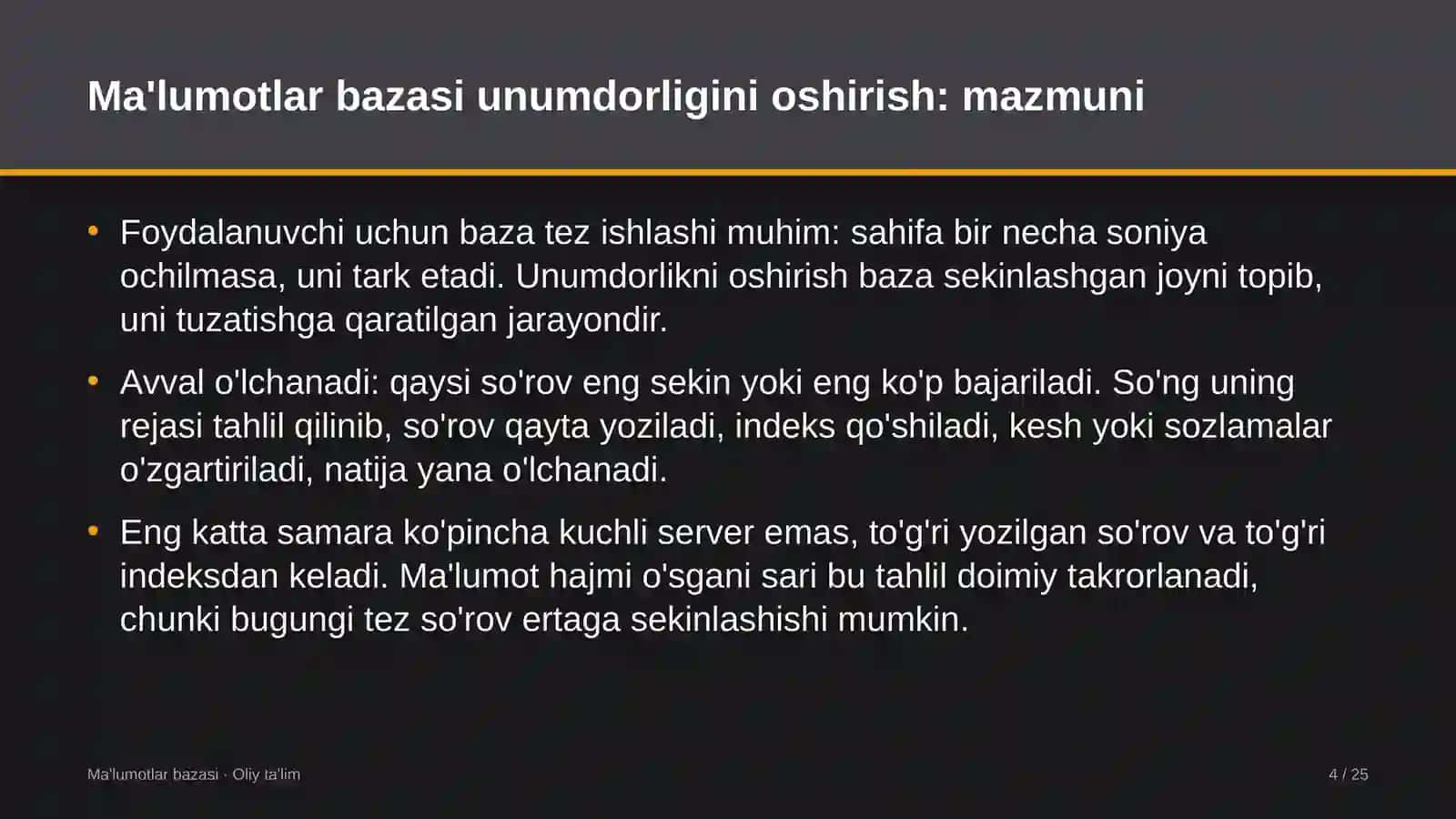 bolalar o'smirlar sport maktablarida ma'lumotlar bazasi unumdorligini oshirish 9908 4
